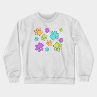 Kids Pawprint Pattern – Orange Purple Green Blue Crewneck Sweatshirt